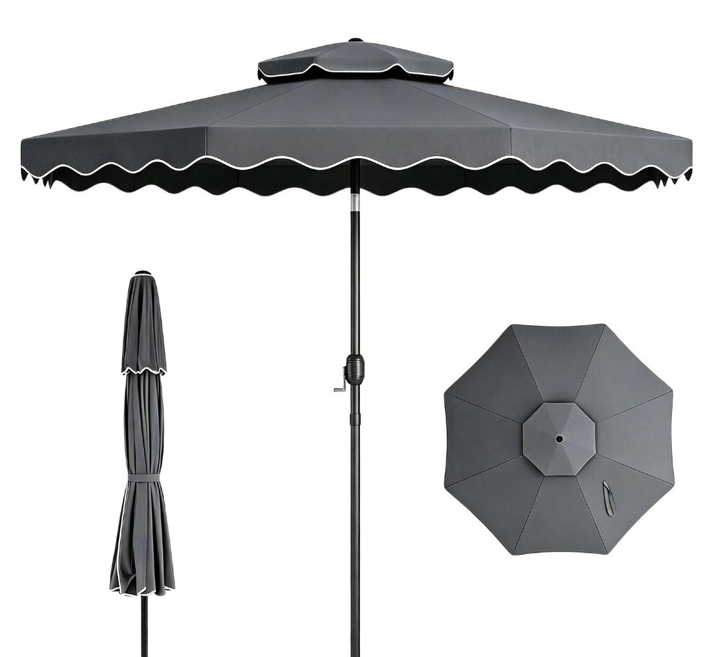OMFOTTEU, ombrellone da giardino da 300 cm, con angolo Immagine del prodotto 