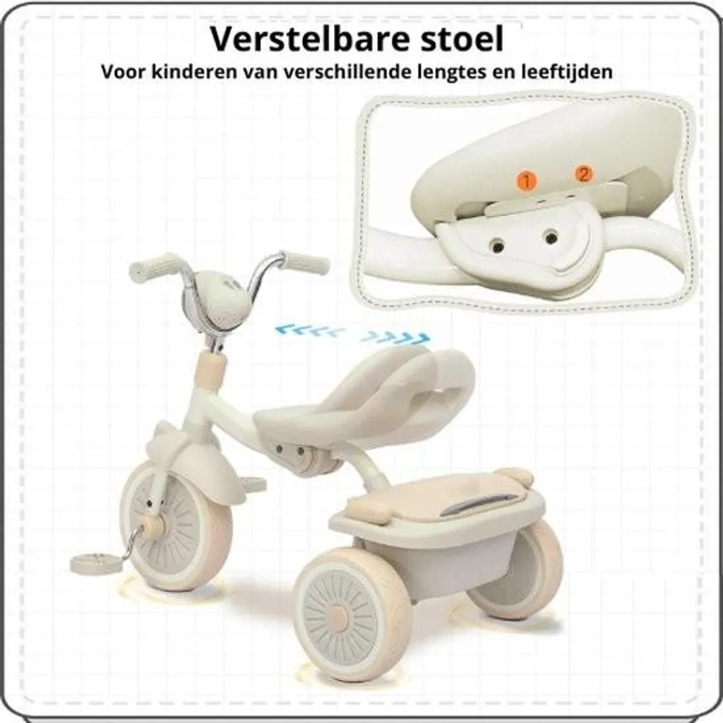 LITTLE TIGER - Tricycle enfant - Vèlo évolutif - Siège pivotant - Guidon parental + Pare soleil
