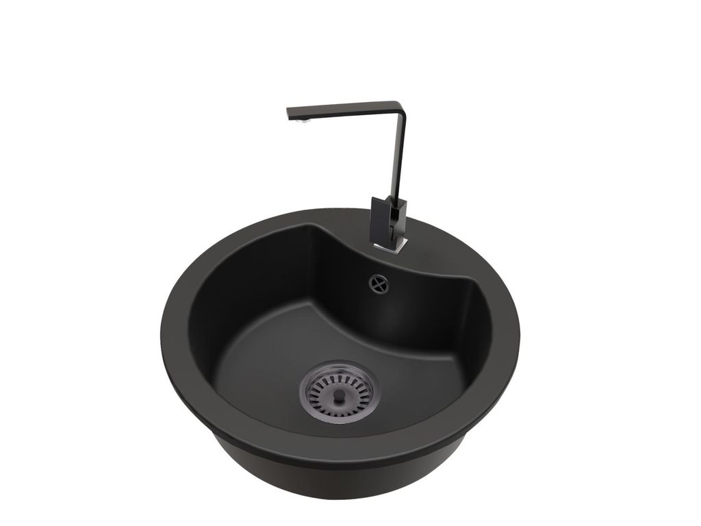 Granit Küchenspüle rund 1 Becken MILA Set mit Armatur NOOK, Produktbild 