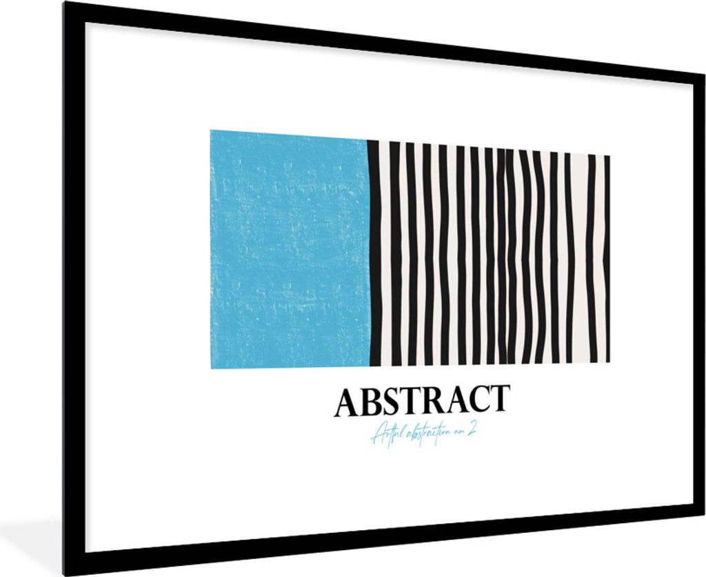 MuchoWow Gerahmtes Poster Blau - Design - Schwarz - Weiß 90x60 cm - Poster mit Schwarzem Bilderrahmen Wandposter Rahmen Foto Bilder - Wanddekora...