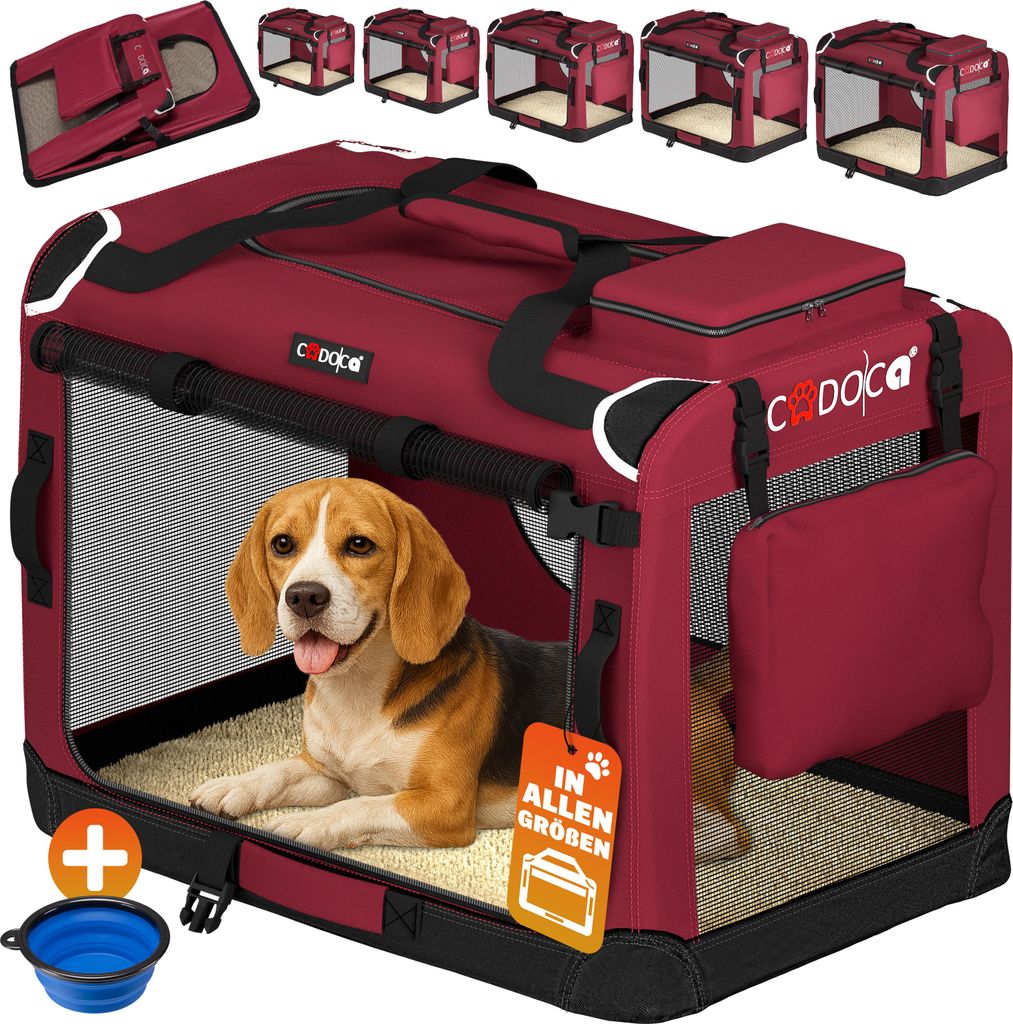 CADOCA® Cage de transport L Rouge pour animaux chien chat Image du produit 