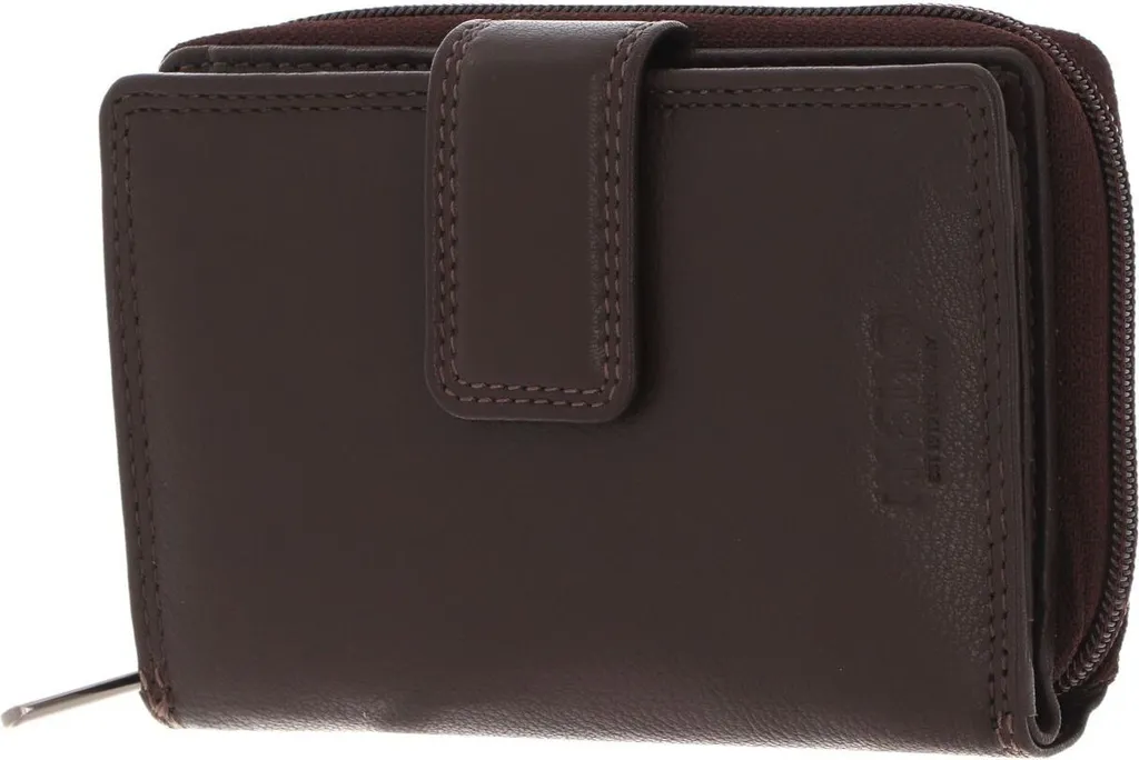Mano Giulia Portafoglio Donna in Pelle Marrone Scuro Zip Wallet