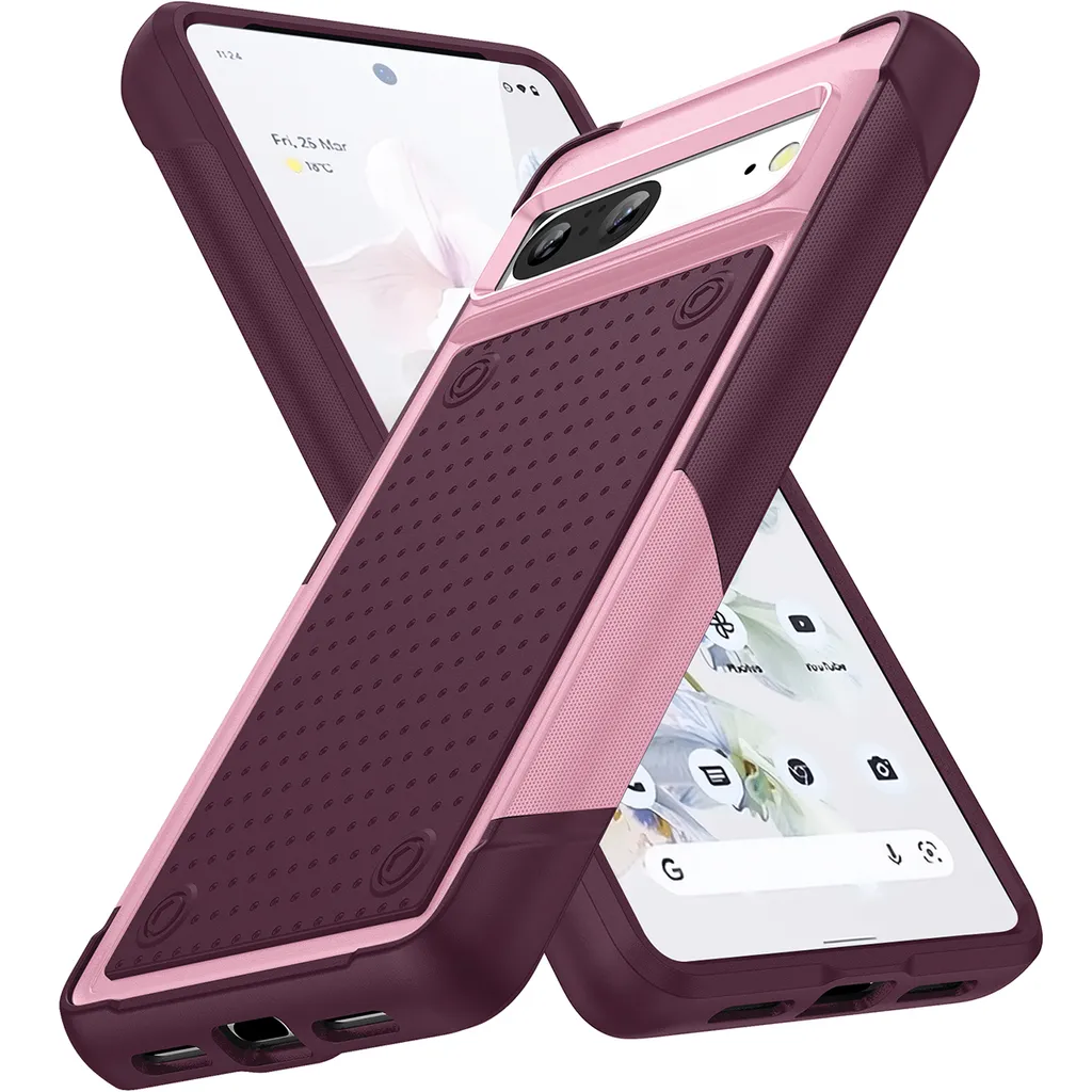 Custodia Protettiva Google Pixel 7 Rosa Rosso Qualità Militare 2in1