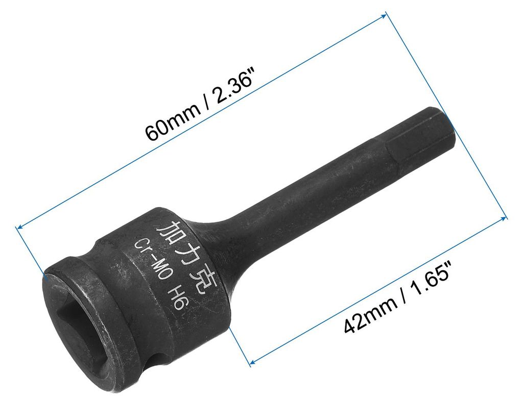 2 Stš¹ck 1/2" Antrieb x H6(6mm) Schlagschrauber-Innensechskant-Bit-Steckdose, metrisch 2,36" L?nge, CR-MO Stahl Verwendung mit Schlagschraubern o...
