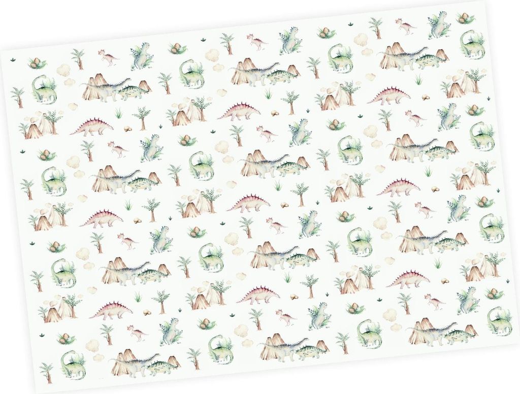 5 Bögen Geschenkpapier Dinosaurier grün - 1,60€/qm - 84,1 x Produktbild 