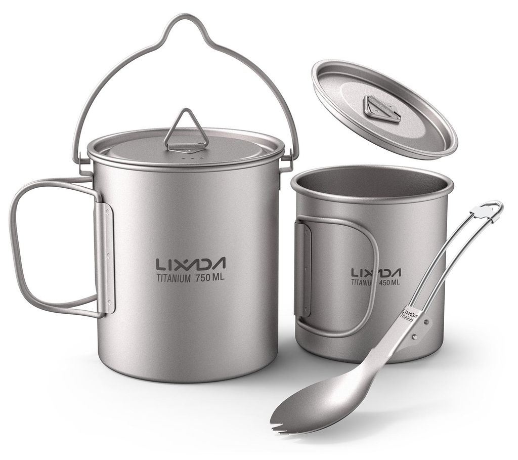 Lehká 3dílná sada z titanu, 750 ml hrnec, 450 ml hrnek na Obrázek produktu 