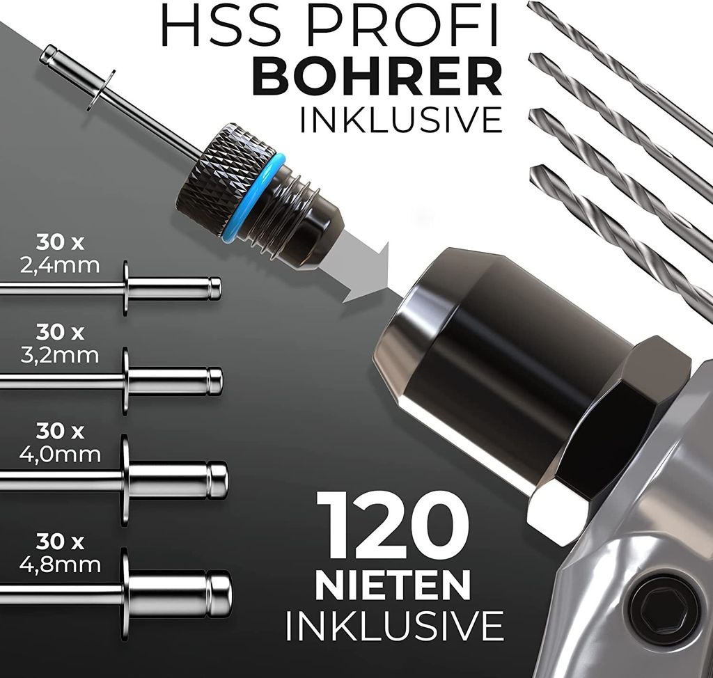 KLRStec® Professional Nietenzangen Set inkl. 120 Nieten und Produktbild 3