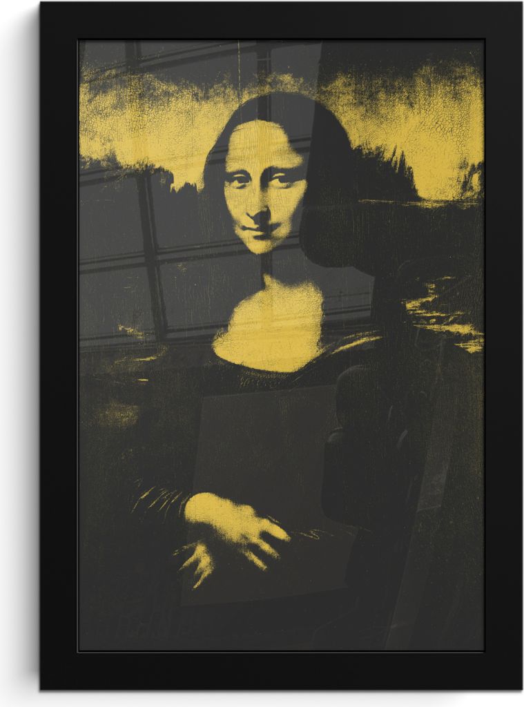 MuchoWow MuchoWow Gerahmtes Poster Mona Lisa - Leonardo da Vinci - Gelb - Schwarz 20x30 cm - Poster mit zchwarzem Bilderrahmen - Drucken - Bild...