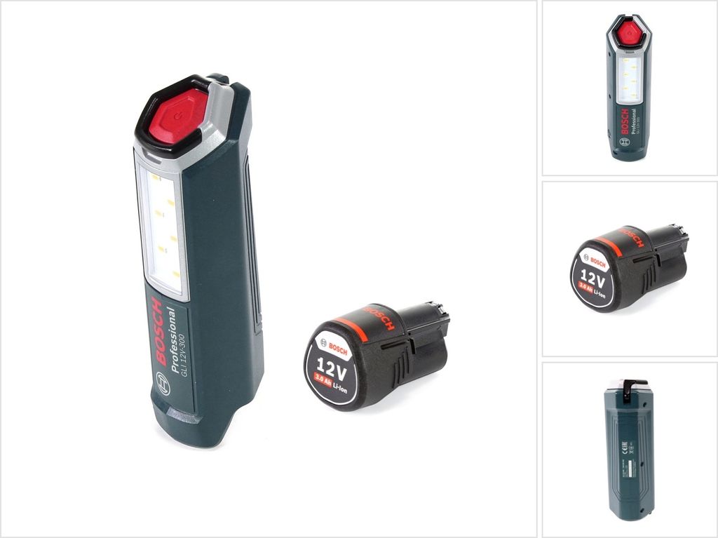 Bosch Professional GLI 12V-300 Akku Lampe + 1x GBA 12 V 3,0 Ah Akku - ohne Ladegerät