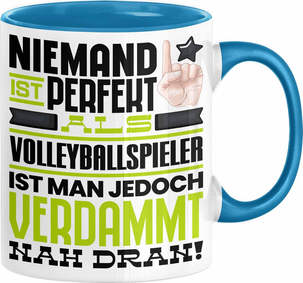 Volleyballspieler Geschenk Tasse Lustige Geschenkidee für Volleyballspieler Geburtstag Kaffee-Becher Niemand Ist Perfekt Aber Als Volleyballspiele...