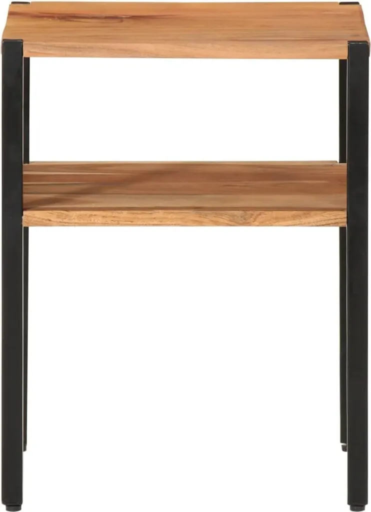 Table d'appoint 35x35x45 cm en bois d'acacia massif et fer forgé noir