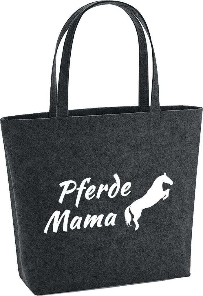 Huuraa Filzshopper Pferdemama Silhouette 22 Liter Charcoal Melange Filztasche Geschenkidee