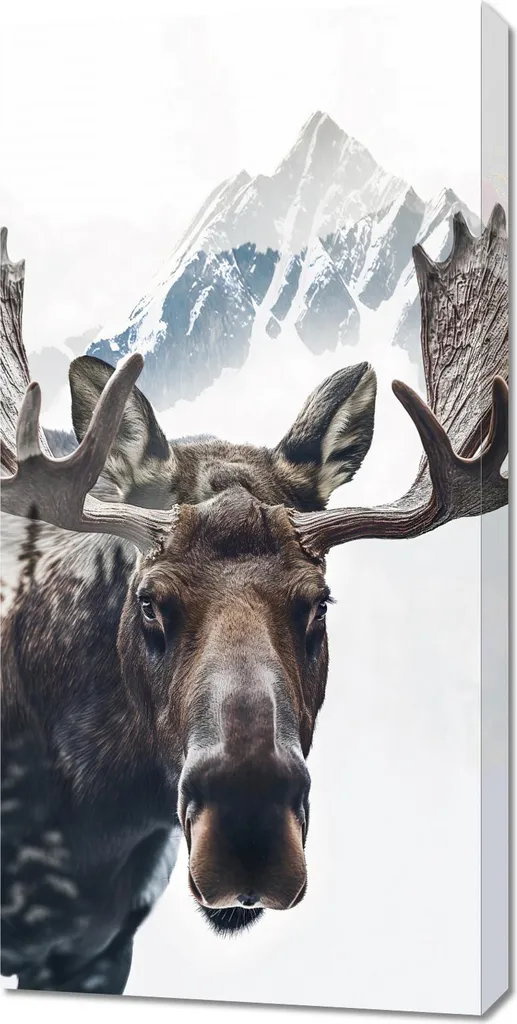Quadro Alce 50x100 Foresta: Decorazione Parete Stile Montagna - 1