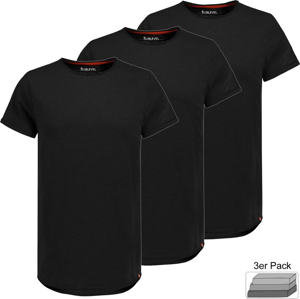 Sublevel 3er Pack Herren T-Shirts mit Rundhals und Rollkante Größe: M