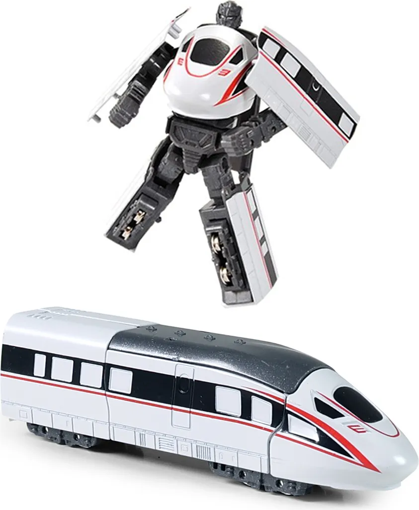 Locomotive Robot Métallique Blanc - Figurine Articulée Design Industriel