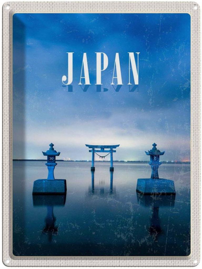 vianmo Blechschild 40x30 cm Japan Asien Häuser Architektur Meer Kultur Bildmotiv Reisemotiv Abenteuer Reisen Urlaub