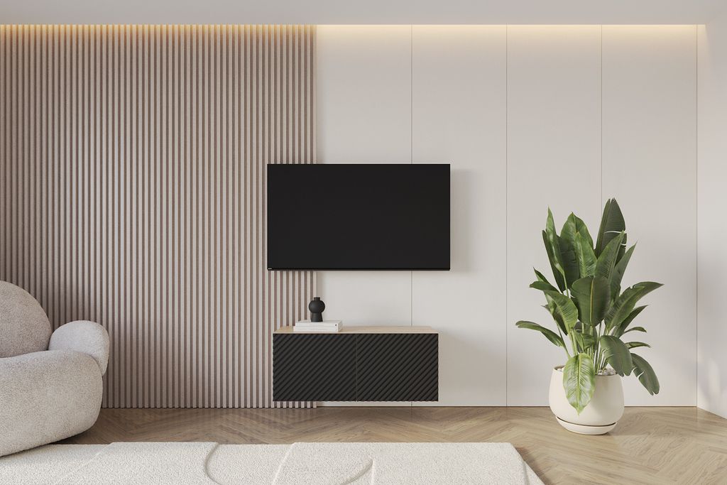 ALTDECOR TV-Schrank ZENO-W mit Gefrästen Fronten 100x40x40 Lowboard hängend, TV Möbel, TV Cabinet, Fernsehtisch, Fernsehschrank, TV Kommode, TV ...