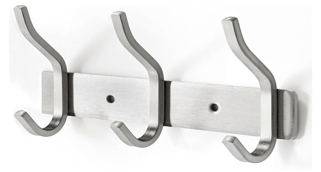 Kleiderhakenleiste aus Edelstahl mit 3 Haken für Schlafzimmer und Badezimmer (Silber, 3 Haken)