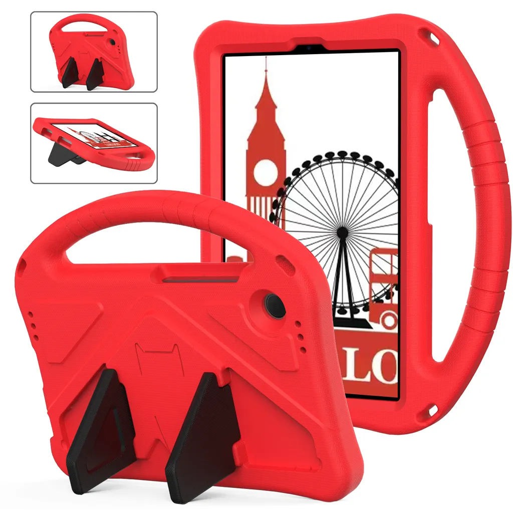 Custodia per bambini per Samsung Galaxy Tab A11 8.7" 2025, custodia antiurto leggera in EVA con supporto pieghevole e maniglia rossa