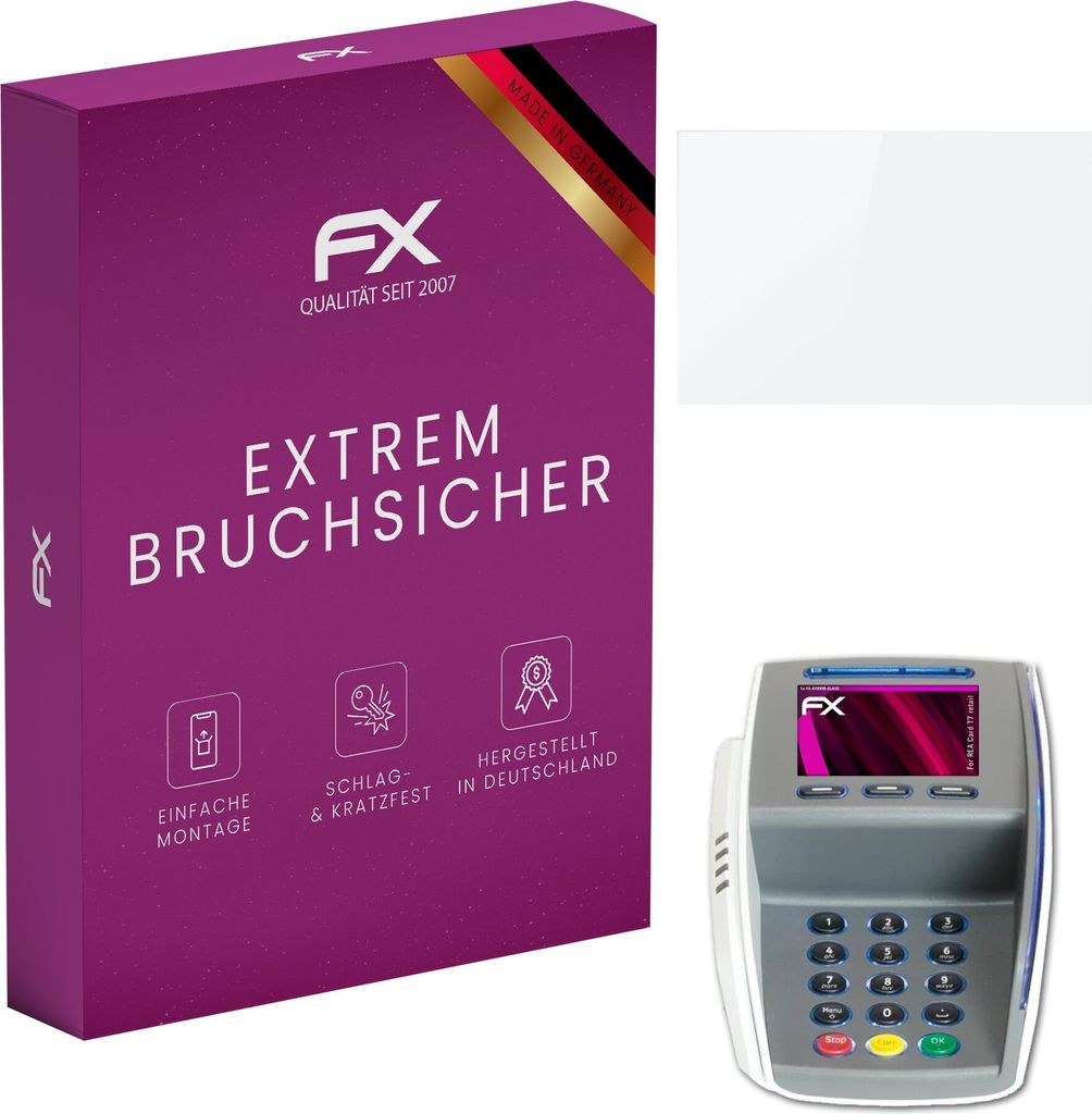 atFoliX FX-Hybrid-Glass Displayfolie kompatibel mit REA Card T7 retail Glasfolie