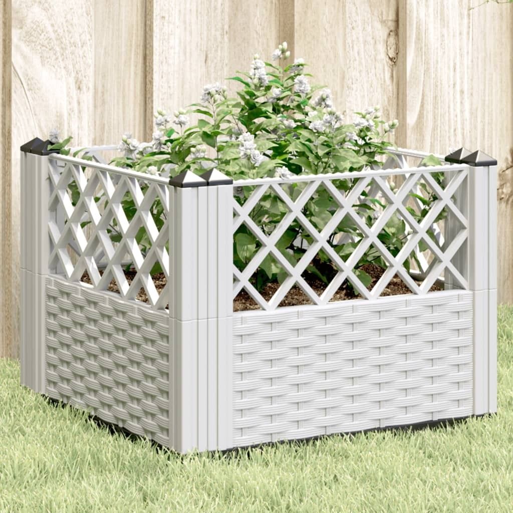 Maison Exclusive - Pflanzkasten mit Erdspießen Weiß 43,5x43,5x43,5 cm PP
