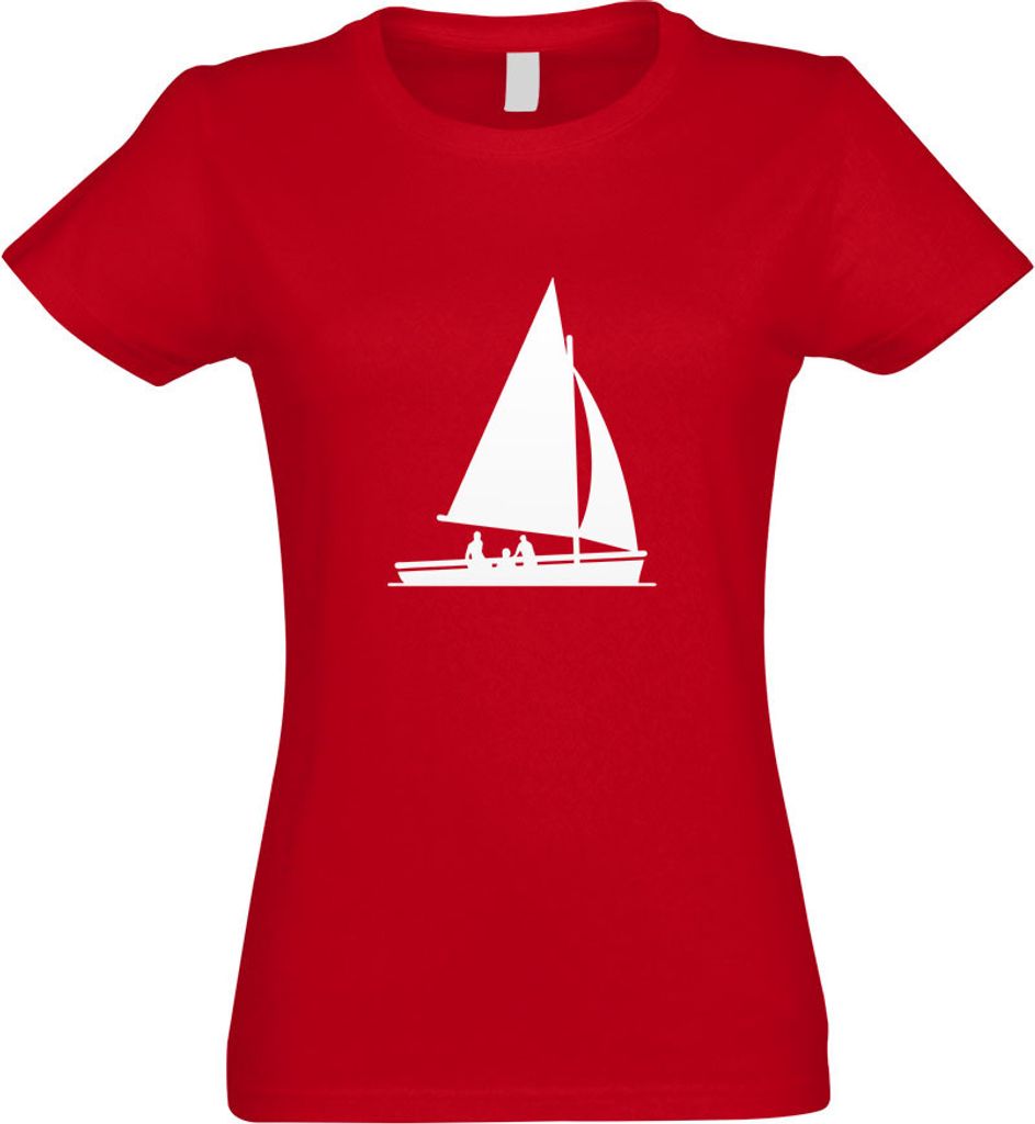 Kiwistar - T-Shirt tailliert - Damen - rot - Segeln Boot Figur Fahren - mit Motiv Bedruckt - Funshirt Design - Sport - Freizeit - Damen - M