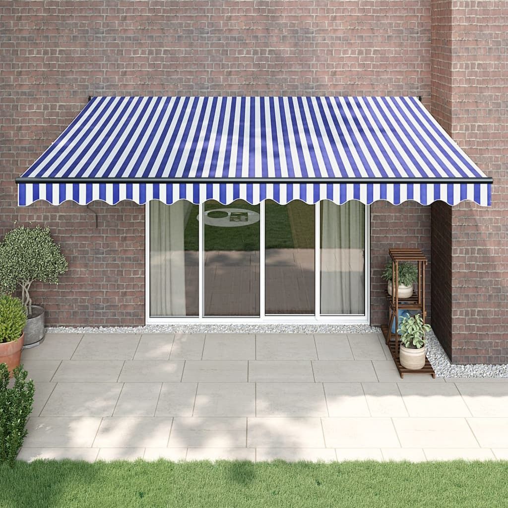Möbel Markise Einziehbar Blau und Weiß 4x3 m Stoff und Aluminium - Markisentuch 3154448