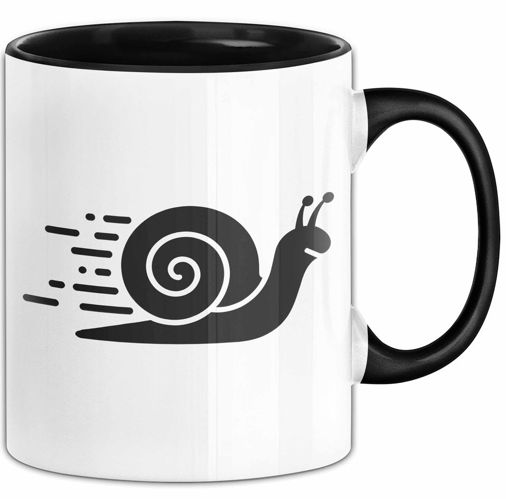 Schnelle Schnecke Tasse Geschenk Lustige Geschenkidee Spruch (Schwarz)