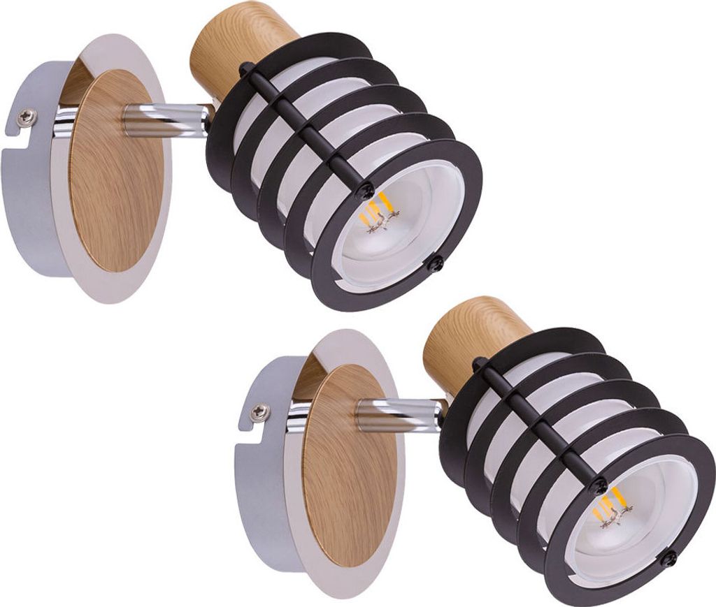 2er Set Wandleuchte, Chrom, Glas, Spot verstellbar, 14,7cm