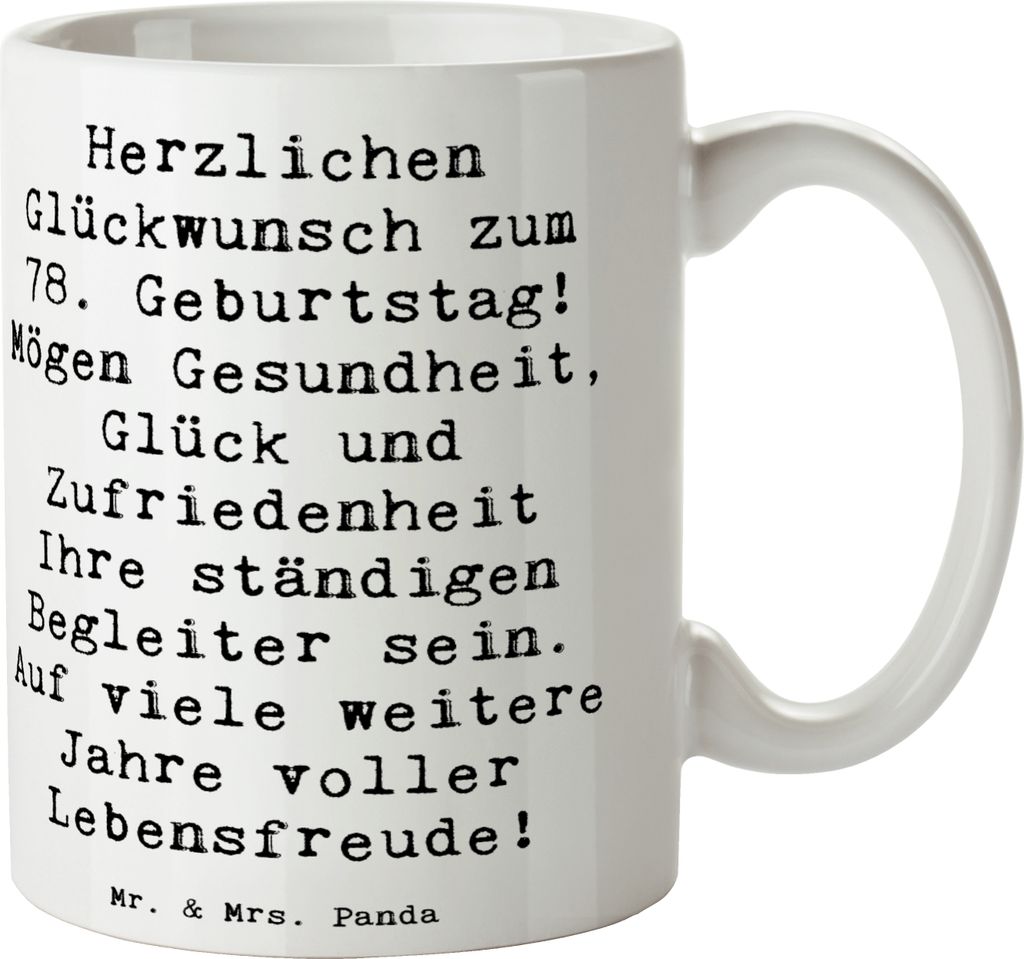 Mr. & Mrs. Panda Trinkbecher Spruch 78. Geburtstag - Weiß - Produktbild 