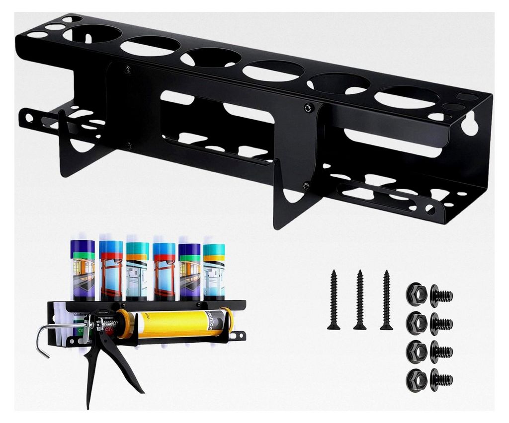 Silikonspritzenhalter, multifunktionaler Silikonhalter für Spraydosierer, Aufbewahrungsregal für Kartuschen, wandmontiertes Metallregal für Rohr...