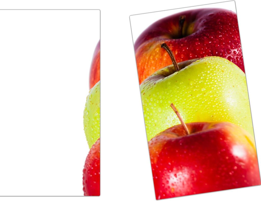 Spritzschutz Herdabdeckplatte Schneidebrett aus Glas Dreierlei Äpfel 2-Teilig (60x52cm)