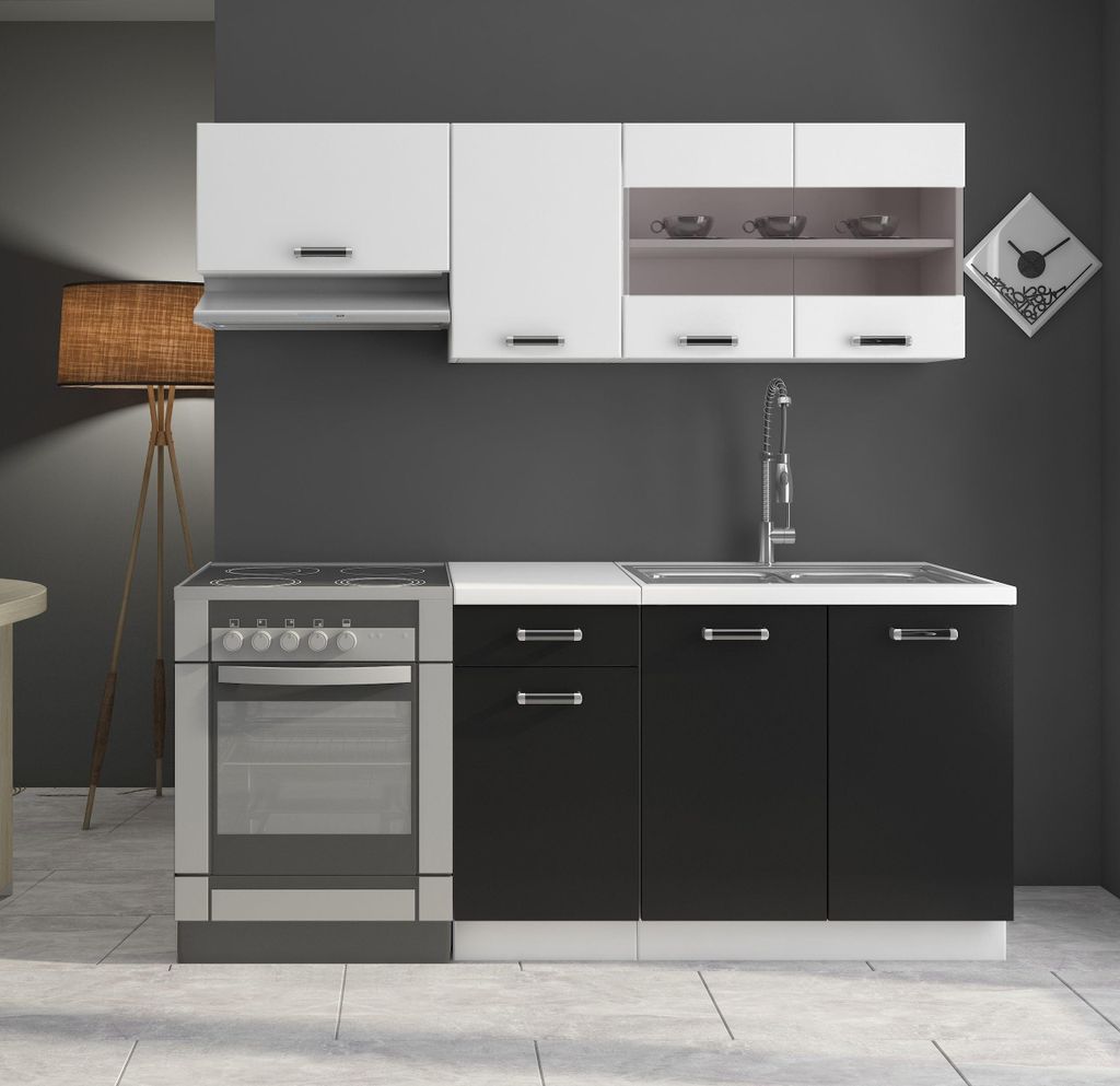 Küche Omega Mini 180 cm Küchenzeile Küchenblock Singleküche Produktbild 