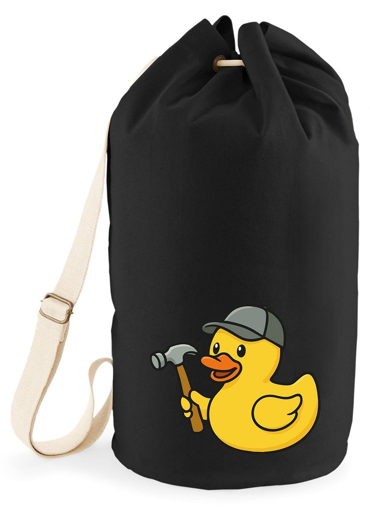 Huuraa Seesack Quietscheente Handwerk Comic Gummiente 20 Liter Black Baumwolle Rucksack Geschenkidee