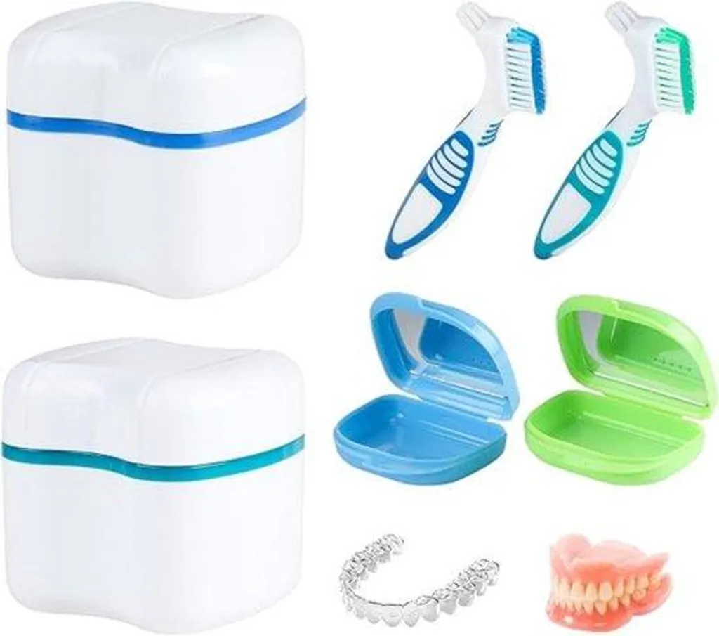 Étui de transport pour appareil dentaire avec brosse et miroir - Lot de 2
