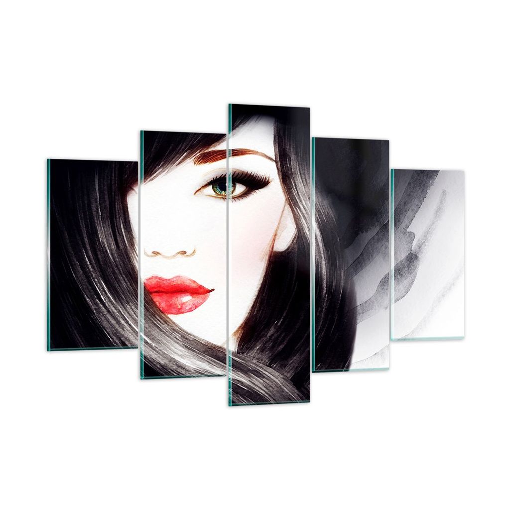 Bilder auf glas - Frau Gesicht - 150x100cm - Glasbilder - Wandbilder - Kunstdruck - zum Aufhängen bereit - Wanddekoration aus Glas - Glas Bilder -...