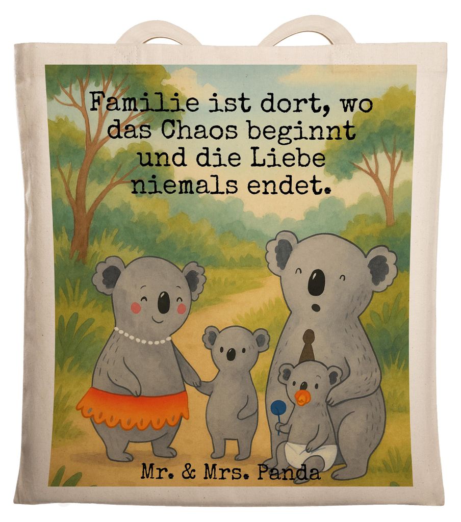 Mr. & Mrs. Panda Jutetasche Koala Familie Design - Weiß - Geschenk, Geschwister, Koalas, Tasche, Kinder, Jutebeutel, Uni, totebag, Tote Bag, Famil...