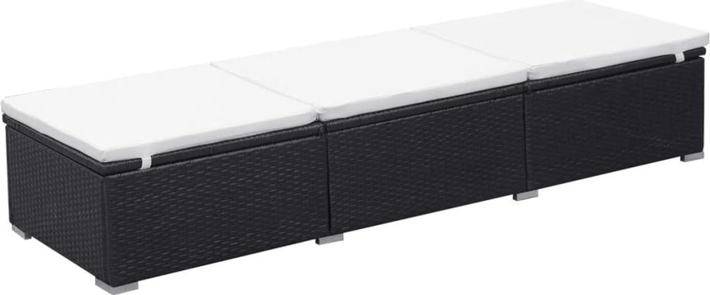 vidaXL Sonnenliege mit Auflage Poly Rattan Schwarz Produktbild 4