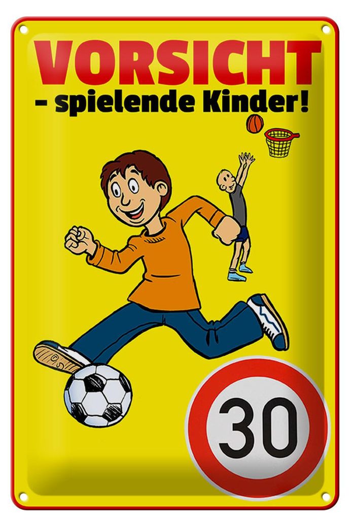 Blechschild Hinweis 20x30cm Vorsicht spielende Kinder 30Kmh