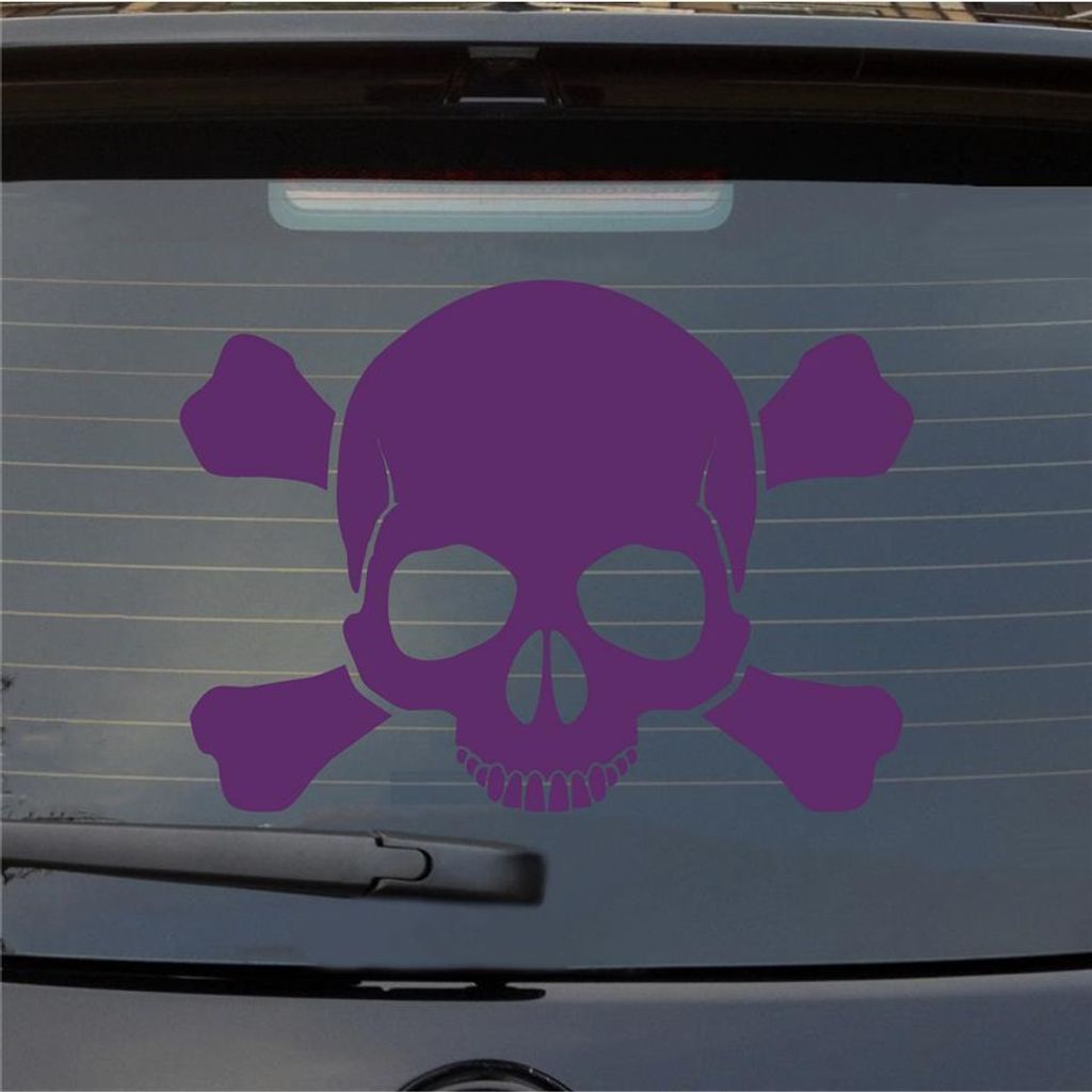 Heckscheibenaufkleber Totenkopf Skull Pirat Tod Car PKW 51x37 cm Lila Auto Aufkleber Sticker