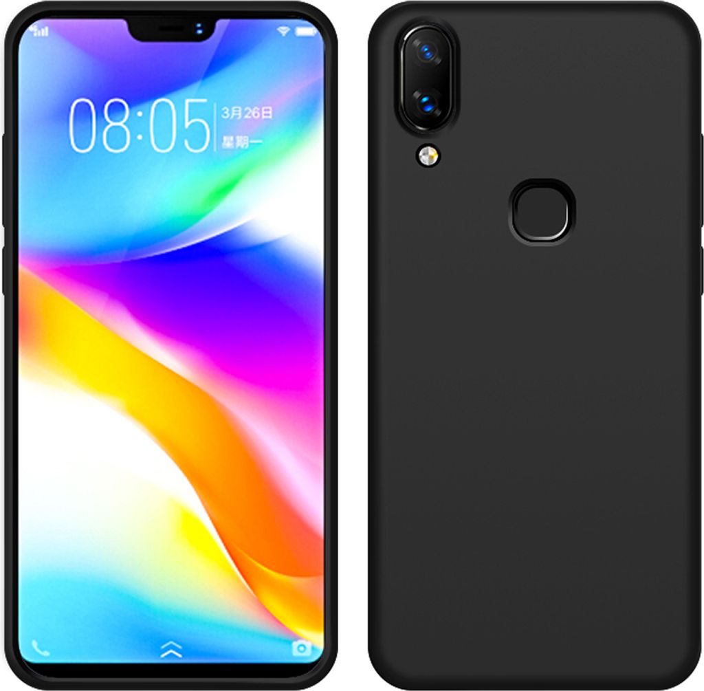 VIVO Z3X Hülle, LaimTop Slim Flüssig Silikon Soft Gel Gummi Stoßfest Kratzfest Schutzhülle für VIVO Z3X Schwarz