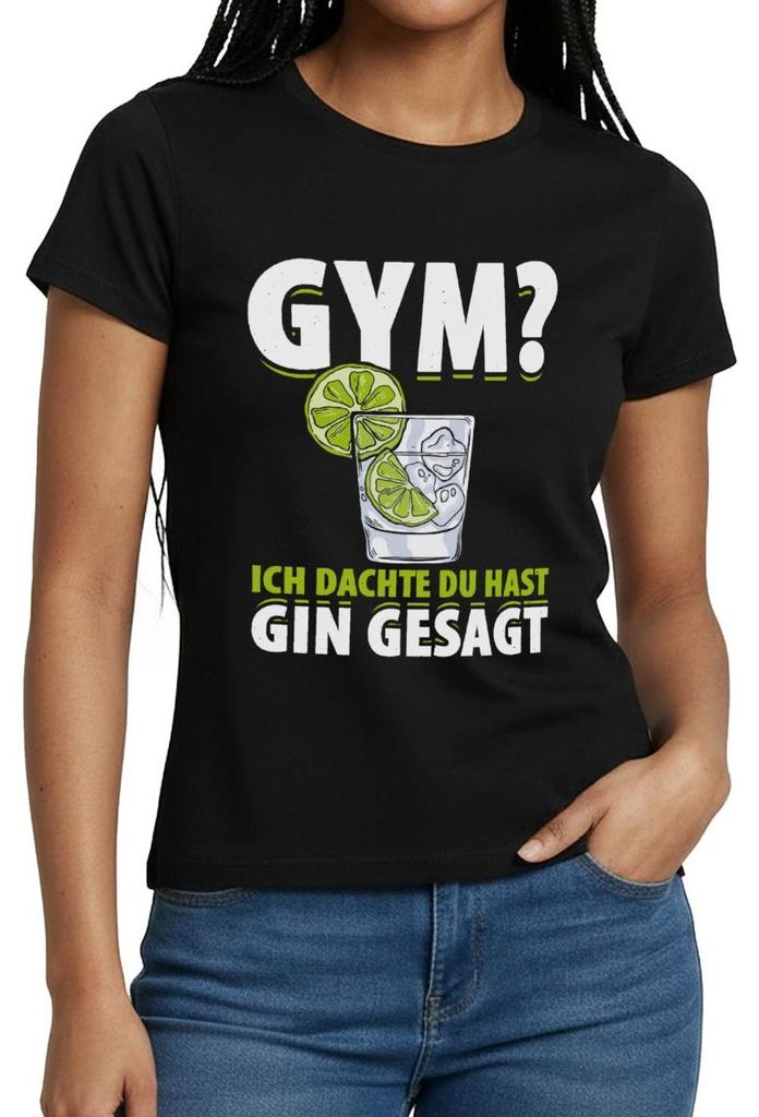 Spreadshirt Gym Ich Dachte Du Hast Gin Gesagt Frauen T-Shirt, XXL, Schwarz