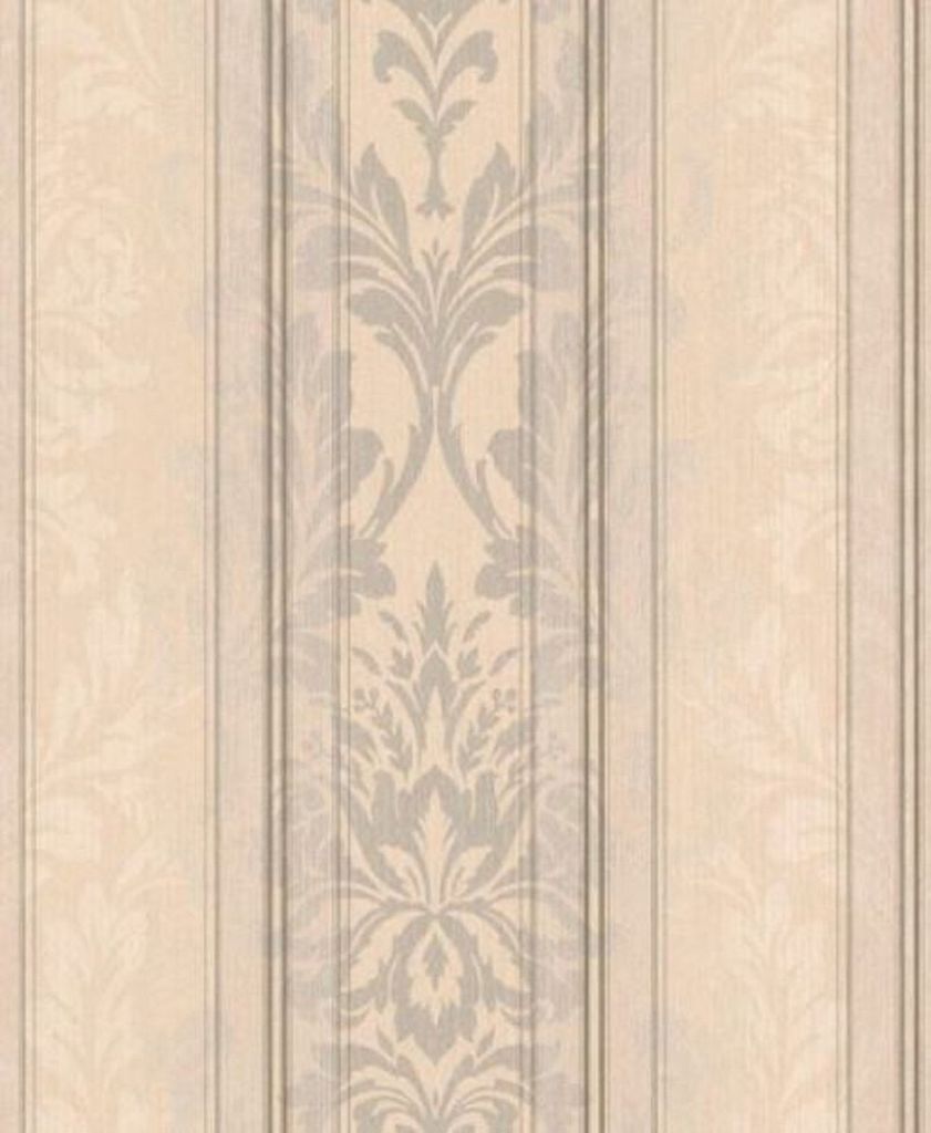 Casa Padrino Barock Textiltapete Creme / Beige / Silber / Grau 10,05 x 0,53 m - Wohnzimmer Tapete - Deko Accessoires