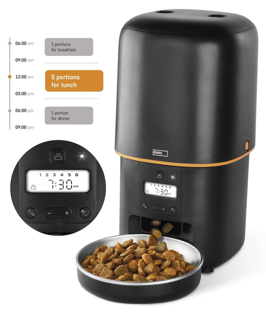 Dávkovač krmiva Pet Care, 4 l, černý