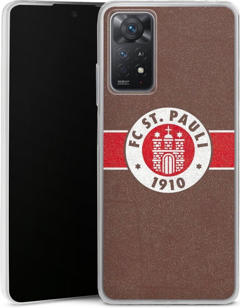 DeinDesign Slim Hülle für Xiaomi Redmi Note 11 Pro 5G Silikon Case Ultra Dünn Handyhülle FC St. Pauli Logo Offizielles Lizenzprodukt