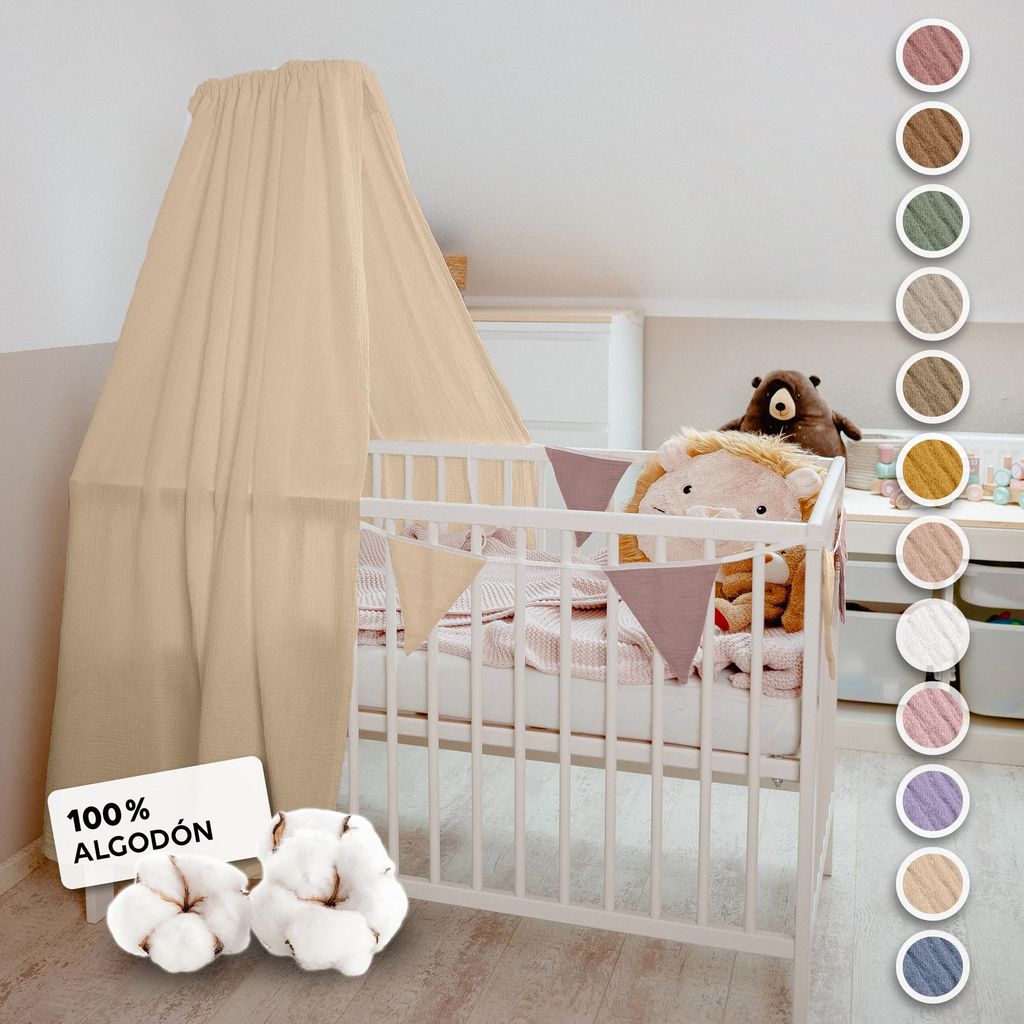 Dosel para cuna Crema, con barra - Cielo de cama de Imagen del producto 