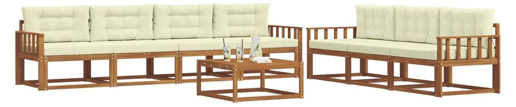 vidaXL Outdoor-Sofagarnitur mit Kissen 8 pcs Natur und Creme