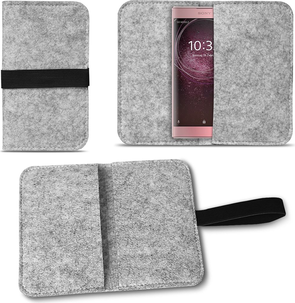 Filz Handytasche Sony Xperia XA2 Smartphone Cover Case Sleeve Schutzhülle Etui Farben:Hell Grau