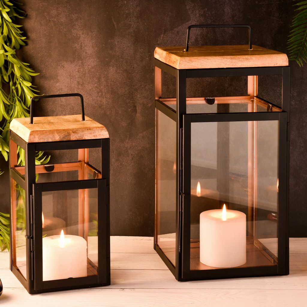 Marrakesch 2er Set Gartenlaterne Laterne 41cm & 30cm | Laternen für Draußen Vejle modern als Gartendeko