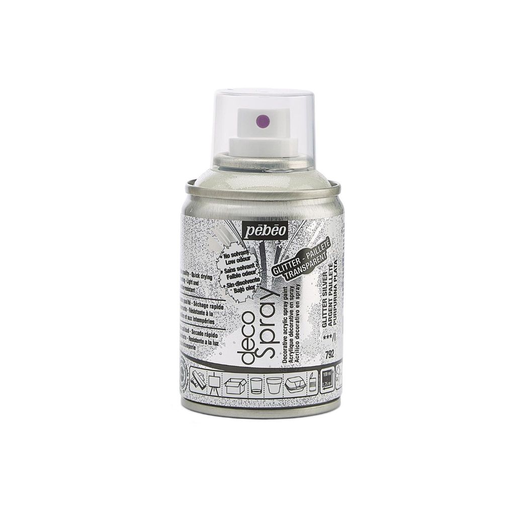 Pébéo Decospray Acryl-Sprühfarbe, 100 ml, Glitzer-Silber